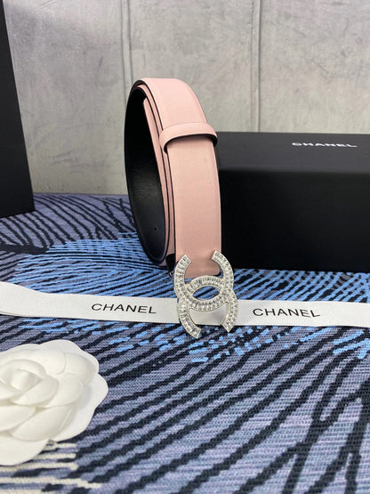 CC Women's Belt 3.0CM Pink Cowhide 615095