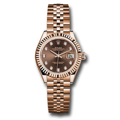 DATEJUST 28MM EVEROSE GOLD STEEL CHOCOLATE DIAL 279175