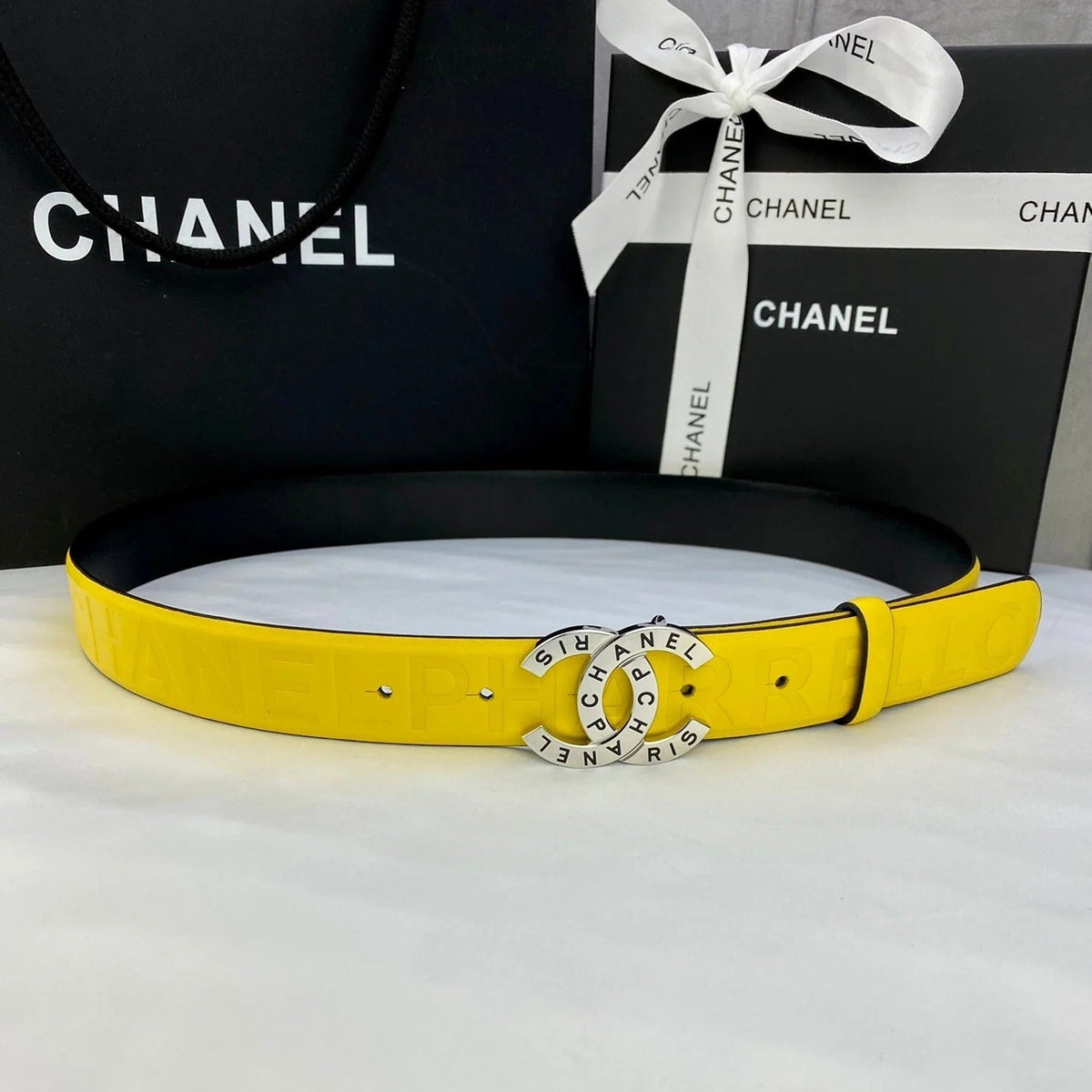 CC Women's Belt 3.0CM Yellow Cowhide 586498