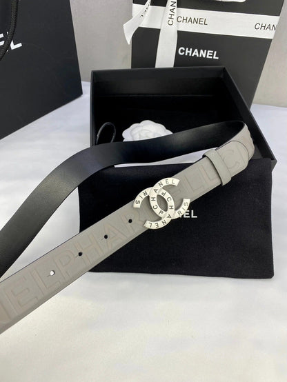 CC Women's Belt 3.0CM Charcoal Grey Cowhide 586500