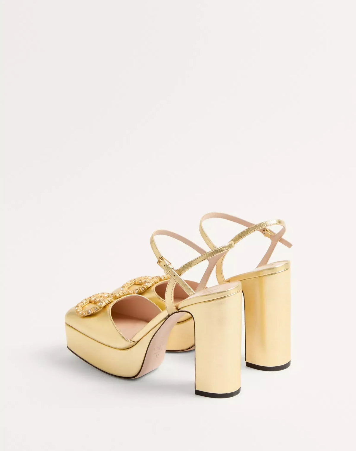 VLOGO SIGNATURE PLATFORM PUMP 115MM GOLD LAMINATED NAPPA