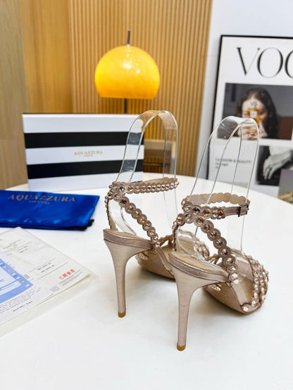 Aquazzura Slingback Heel 10.5cm Beige Calfskin
