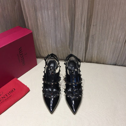 Valentino Rockstud Caged Pumps 100mm Black Patent Leather 239640