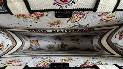 Large CD Book Tote 42cm White Multicolor Dragon Zodiac Embroidery