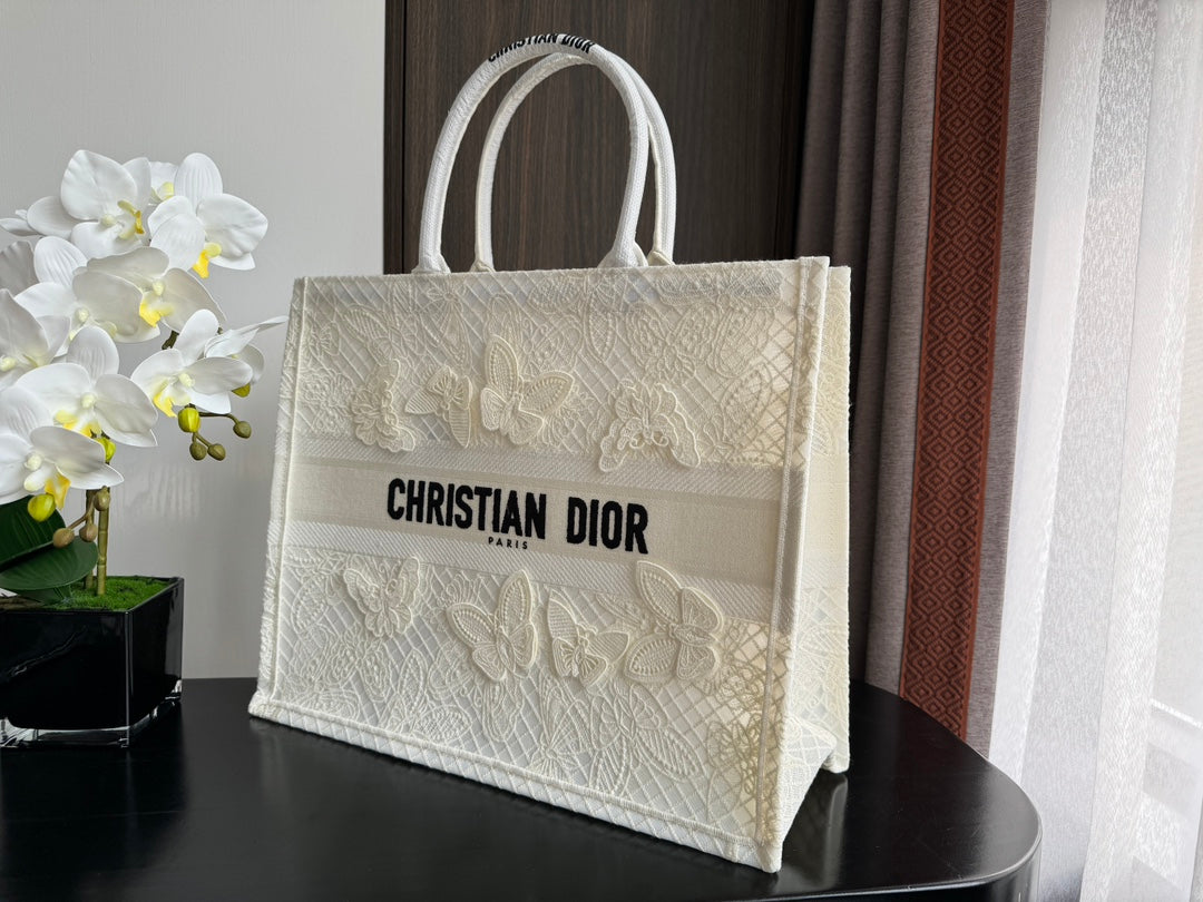 Large CD Book Tote 42cm Butterfly Zodiac White