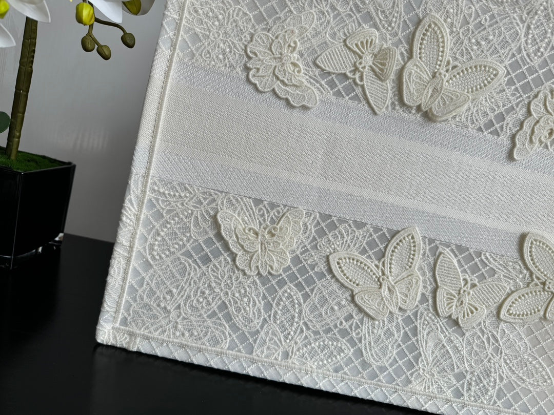 Large CD Book Tote 42cm Butterfly Zodiac White