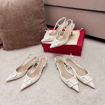 Vlogo Signature Slingback Light Ivory Calfskin