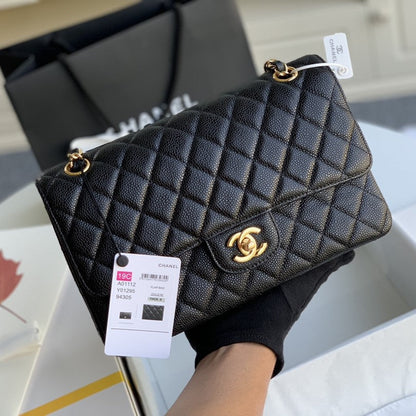 MEDIUM FLAP BAG 25CM BLACK CAVIAR HARDWARE